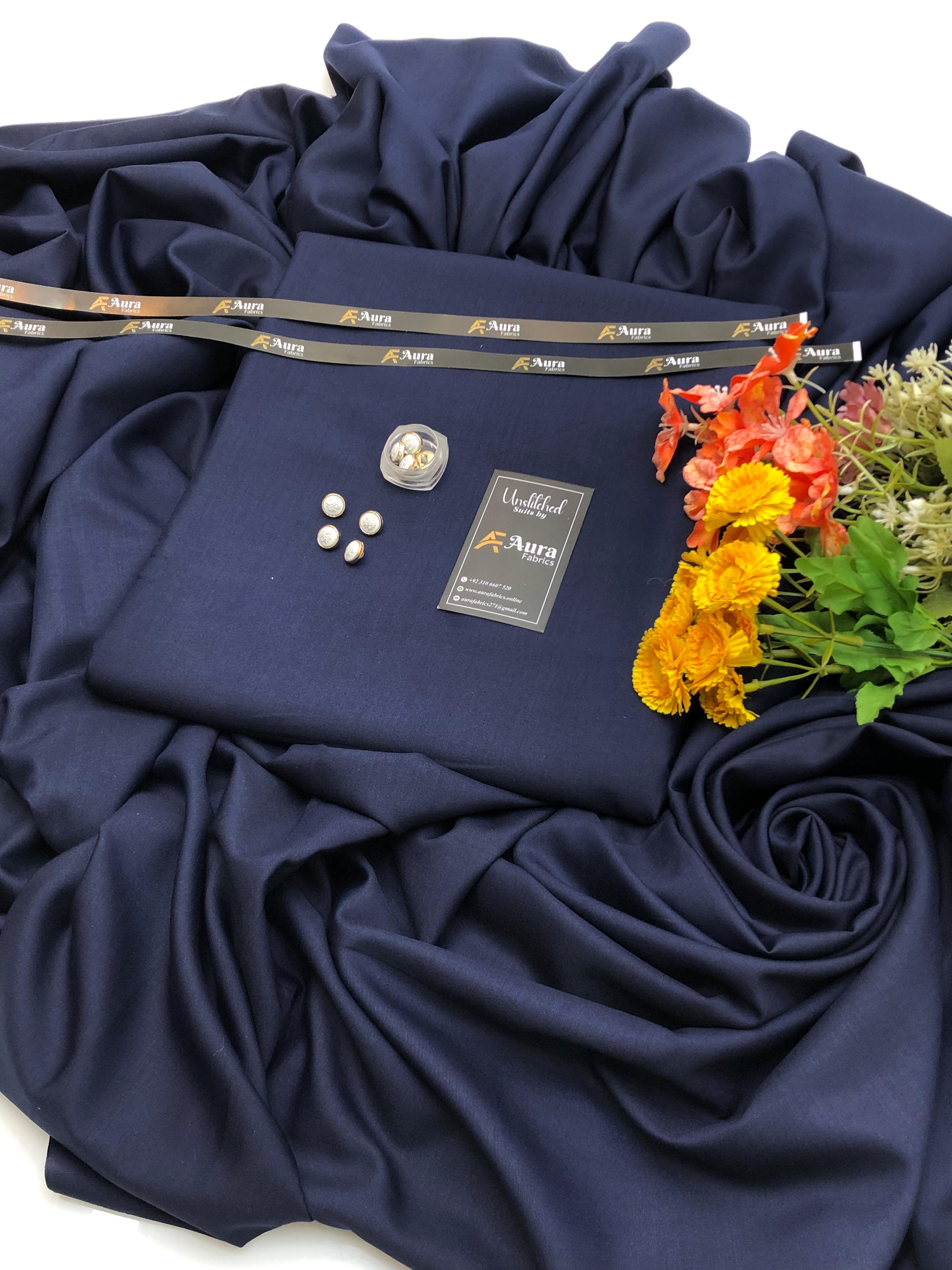 Navy Blue Premium Boski Wash & Wear – High-Class Fabric